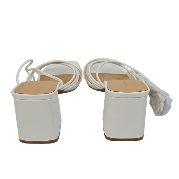 PrettyLittleThing 5/38 White Strappy Block Heel Preppy Summer Party Wedding Y2K - Picture 5 of 16